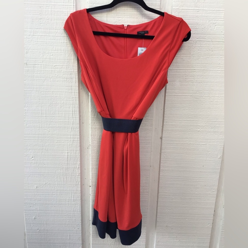 NWT Ann Taylor Elegant Red and Black Women's Dress 12 p